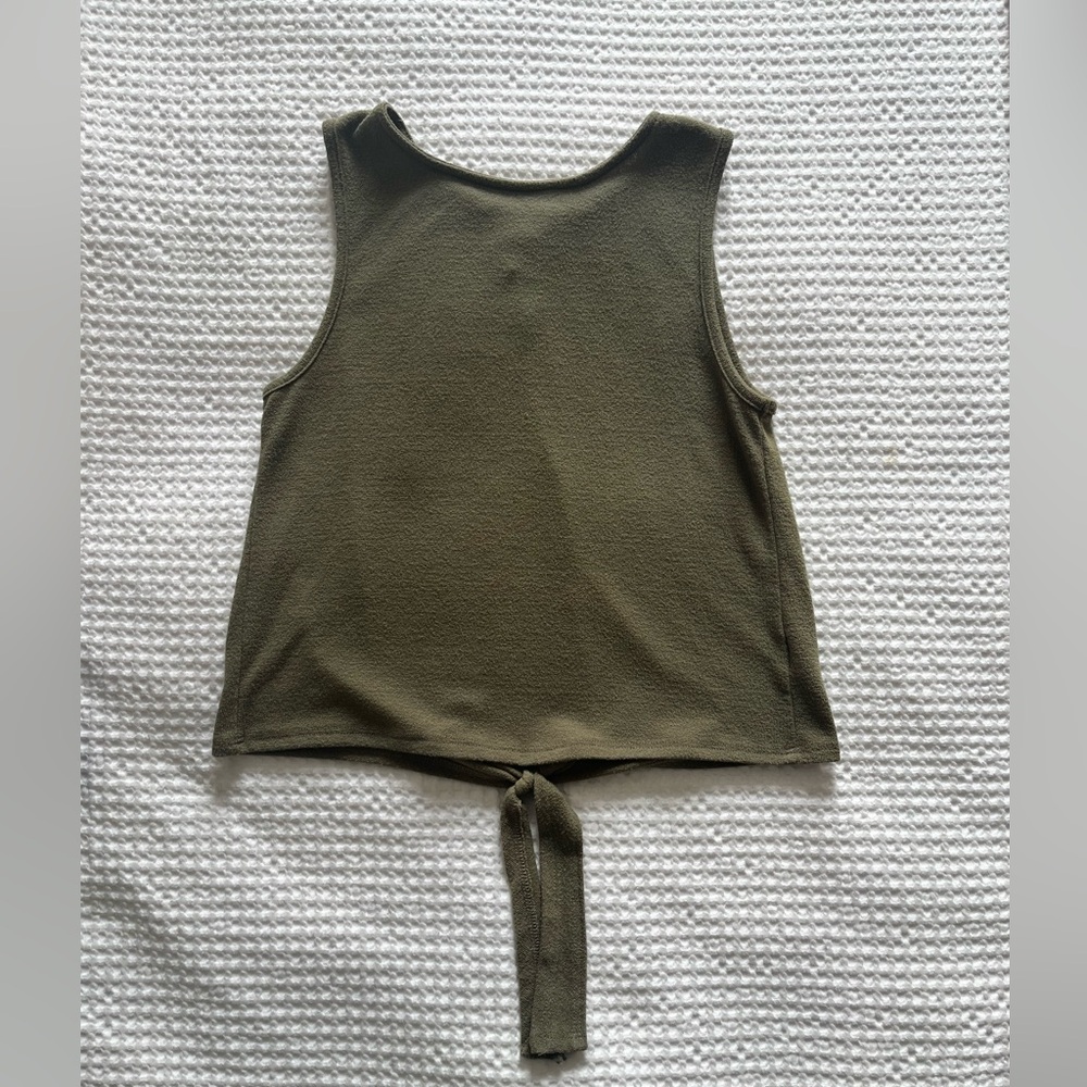 Olive green, open back top